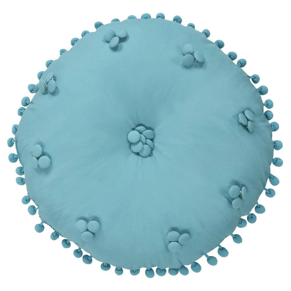 Afton Blue Polyester Round 15x15 Decorative Throw Pillow