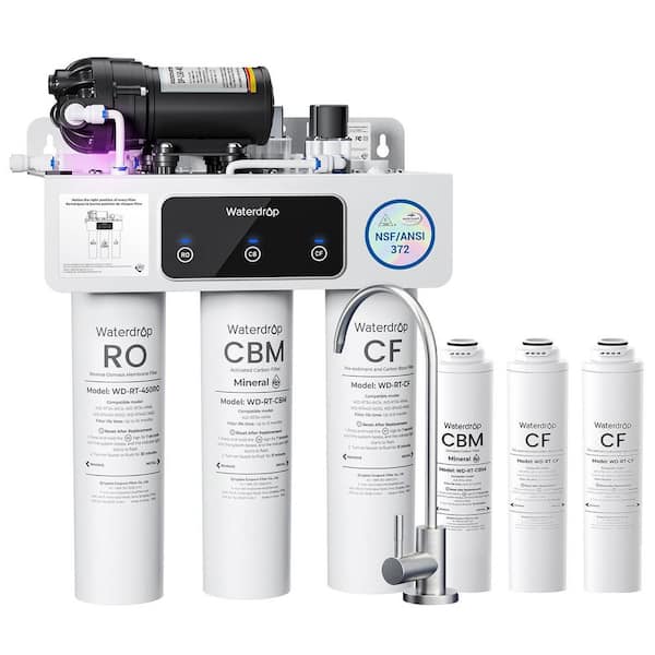 WD-T3-M Remineralization Undersink RO System NSF/ANSI 372 Certified 9-Stage 450G Extra 1-Year Combo Filter 2 CF + 1 CBM