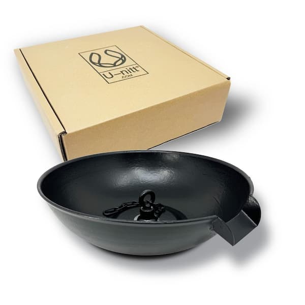 U-nitt 12 in. Black Rain Chain Anchoring Basin: Spill Bowl with Flat Scupper
