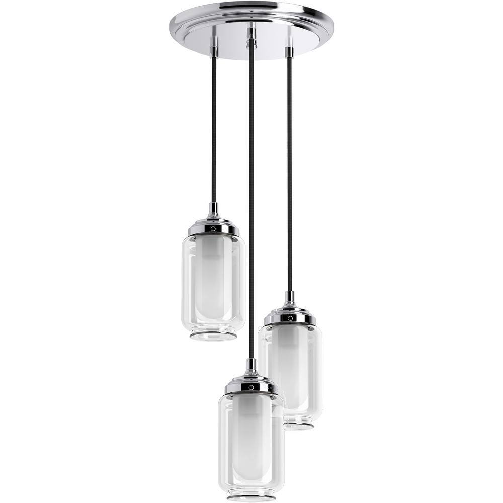 Artifacts Vintage Charm Polished Nickel & Glass Adjustable Pendant Light
