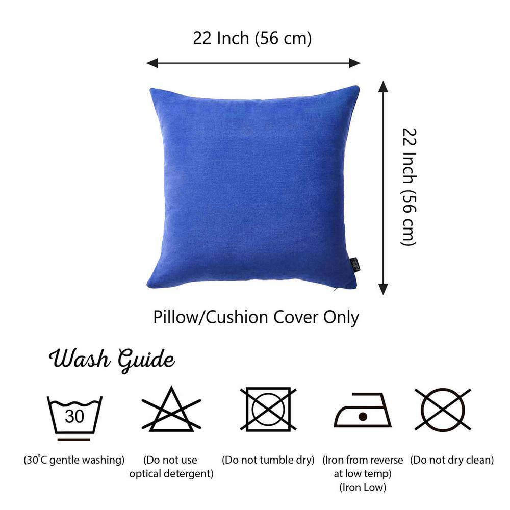 Sapphire Blue Polyester 22" Square Pillow Covers Set of 2
