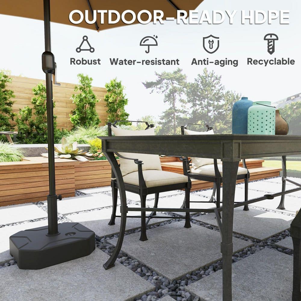 Black HDPE Plastic Fillable Patio Umbrella Base Holder