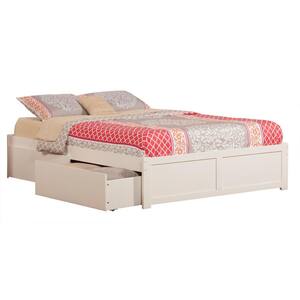 Concord White King Platform Bed with Flat Panel Foot Board and 2-Urban Bed Drawers