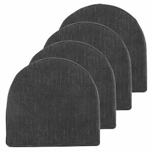 High-Density Memory Foam 17 in. x 16 in. U-Shaped Non-Slip Indoor/Outdoor Chair Seat Cushion with Ties Black (4-Pack)