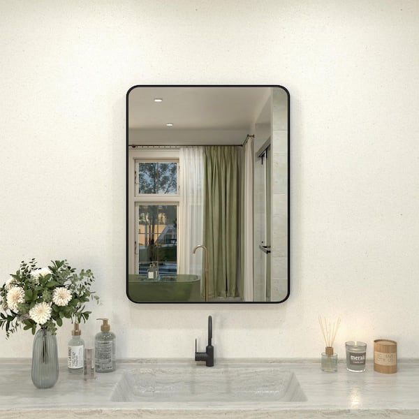 Kielo 24 in. W x 32 in. H Rectangular Framed Wall Bathroom Vanity Mirror in Matte Black