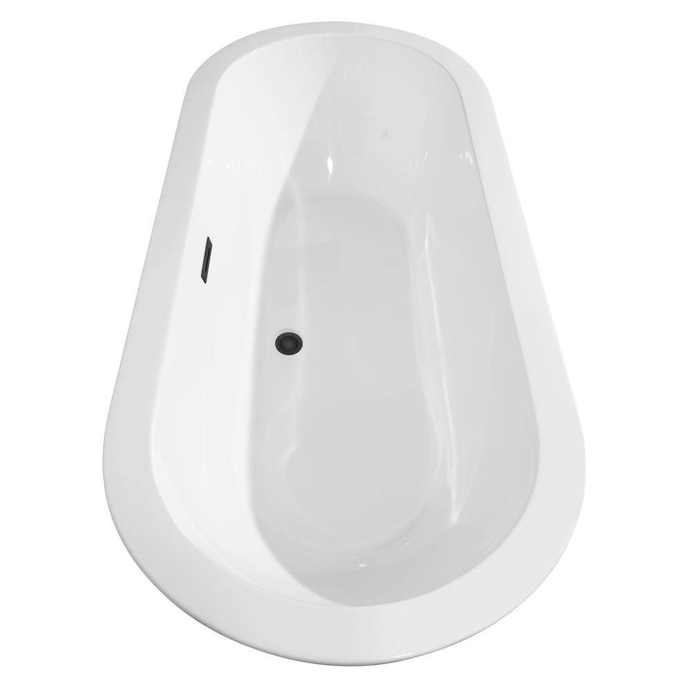 Soho 68 Inch White Acrylic Freestanding Bathtub with Matte Black Trim