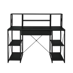 Amiel 47 in. Rectangular Metal Black 1-Drawer Writing Desk