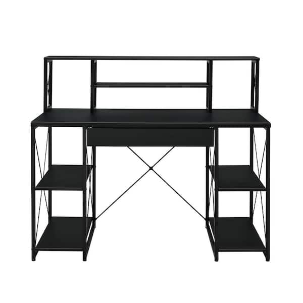 Venetian Worldwide Amiel 47 in. Rectangular Metal Black 1-Drawer Writing Desk