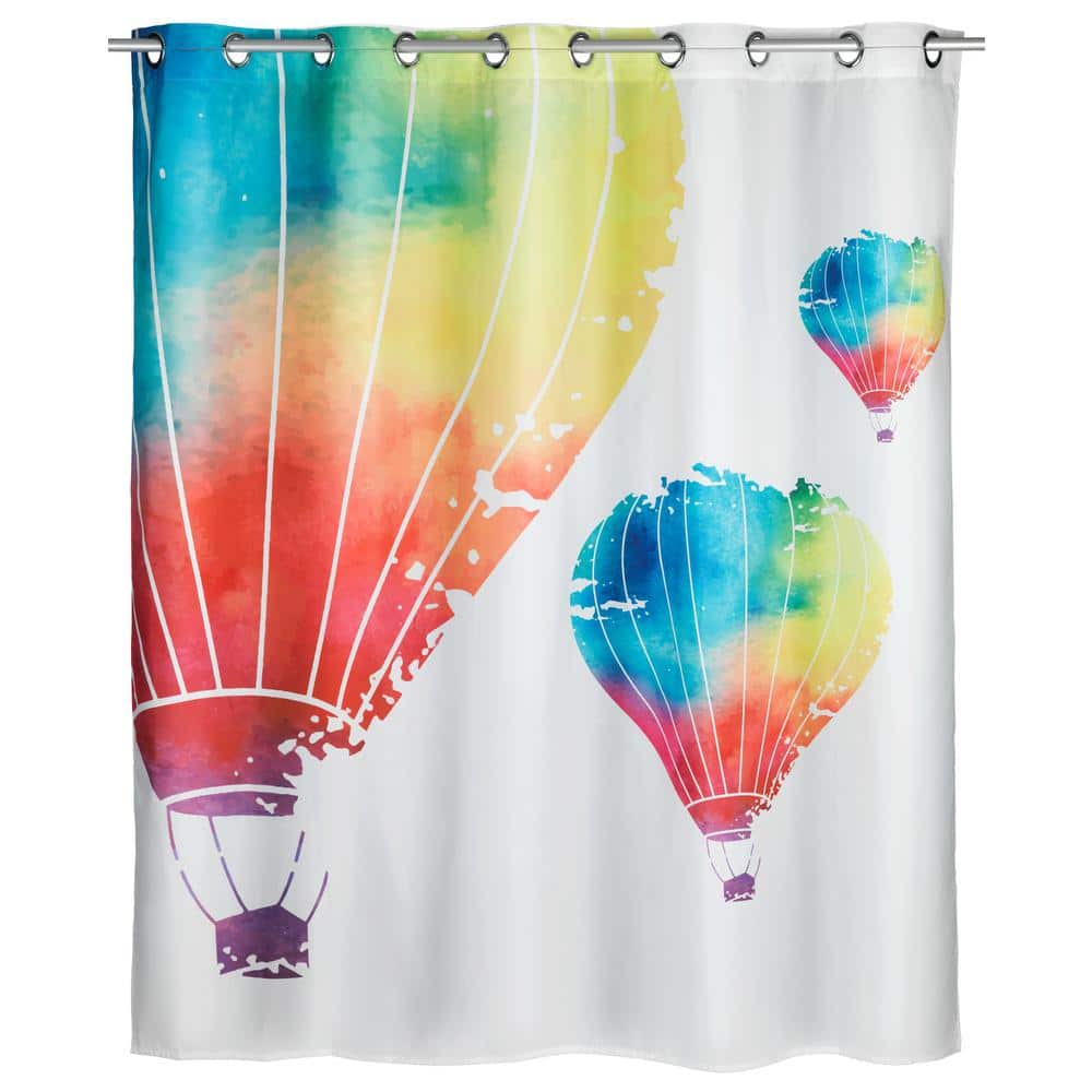 100% Polyester Fabric Colorful Hot Air Balloon Shower Curtain Bathroom Set Hooks 