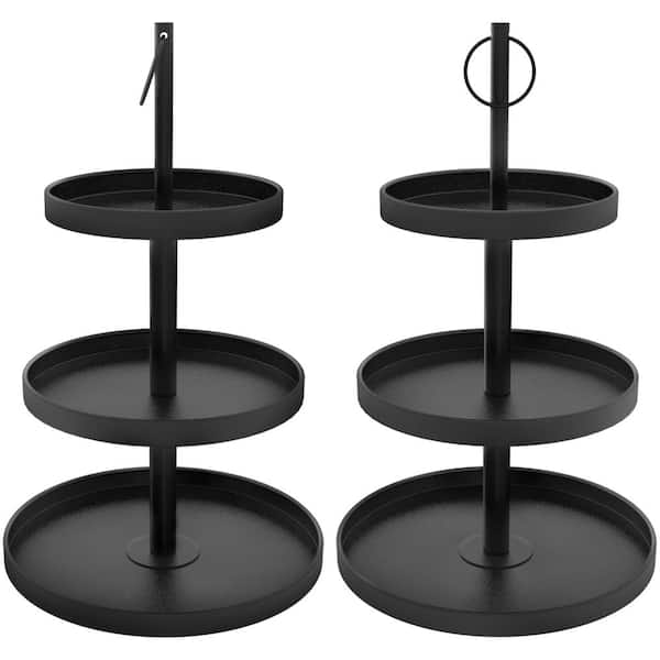 3-Tier Metal Cupcake Stand Set for 50 Cupcakes, 2-Pack Black Dessert Tower with Handle, 12 in, 10 in and 8 in Trays