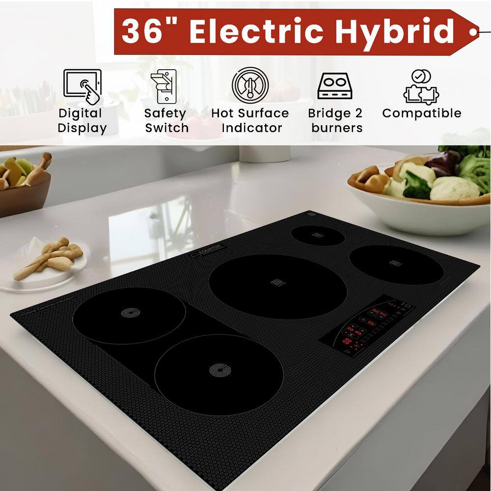 Equator Black Ceramic-Induction 36" 5 Burner Cooktop with Touch Control