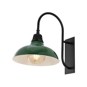 Stanley 12.25 in. Green 1-Light Farmhouse Industrial Indoor/Outdoor Iron LED Gooseneck Arm Outdoor Sconce