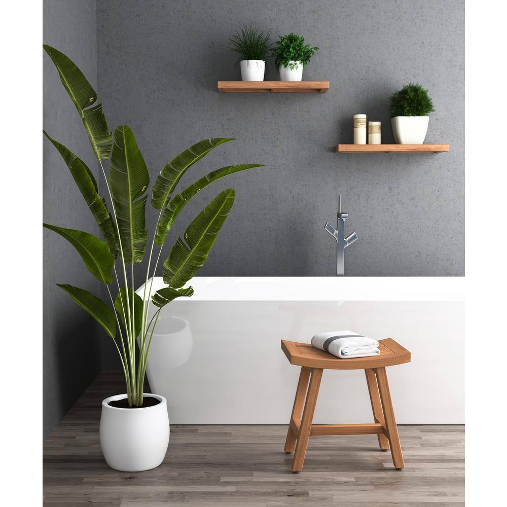 Luxurious 18" Oil-Rubbed Teak Spa Shower Bench