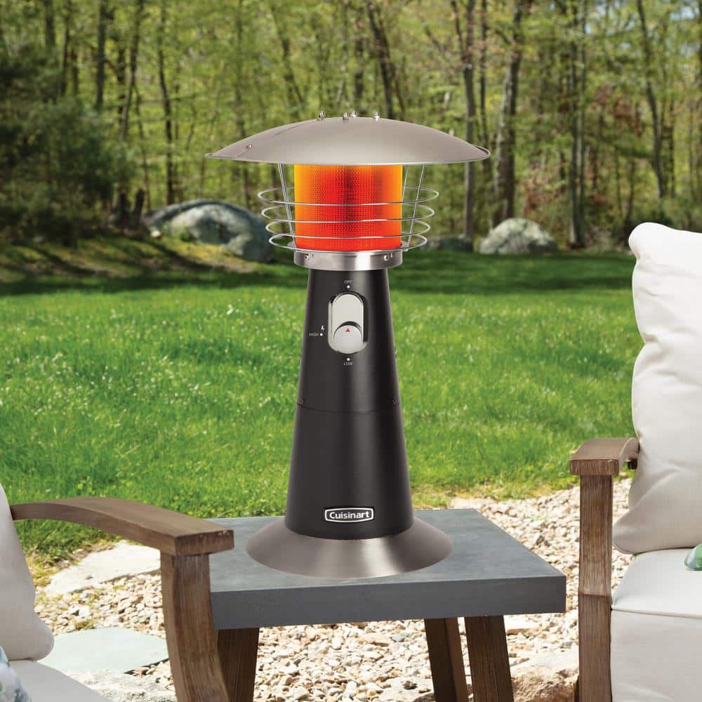 Black Stainless Steel Portable Tabletop Patio Heater, 11,000 BTU
