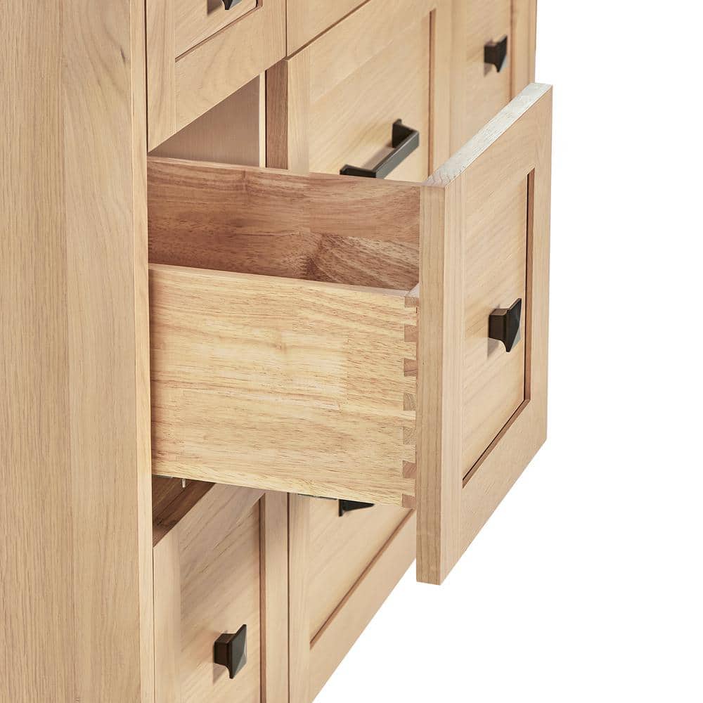 Monroe 42" Light Oak Freestanding Vanity Cabinet with Black Hardware