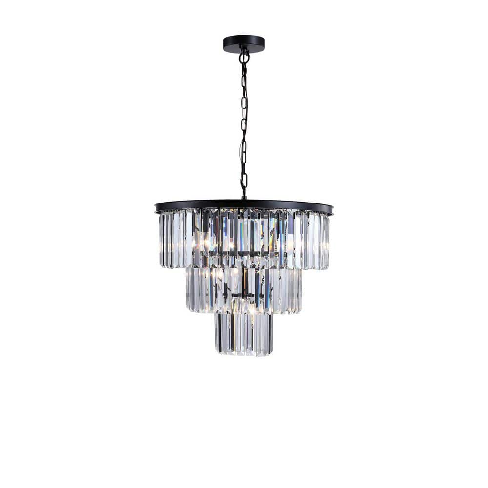 Byteany 7-Light Black Finish Chandelier for Living Room, Dining