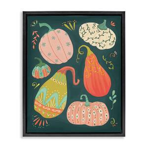 Patterned Autumn Gourds by Laura Watson Black Floater Frame Food Graphic Art Print 21 in. x 17 in.