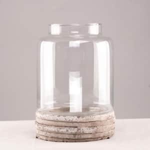 Cement Glass Distressed White Decorative Vase