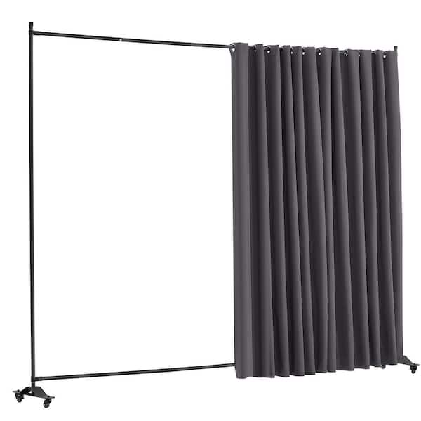 Room Divider, 8 ft. x 10 ft. Portable Panel Room Divider with Wheels Curtain Divider Stand, Room Divider Gray Polywire