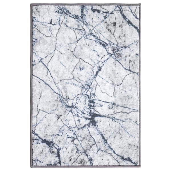 Concord Global Trading Eden Collection Marble Ivory 3 ft. x 4 ft. Machine Washable Abstract Indoor Area Rug