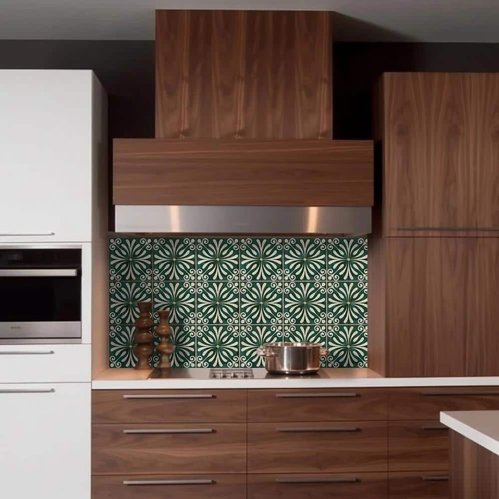 Dark Green and Beige 12x12-inch Vinyl Peel and Stick Mosaic Tile Set