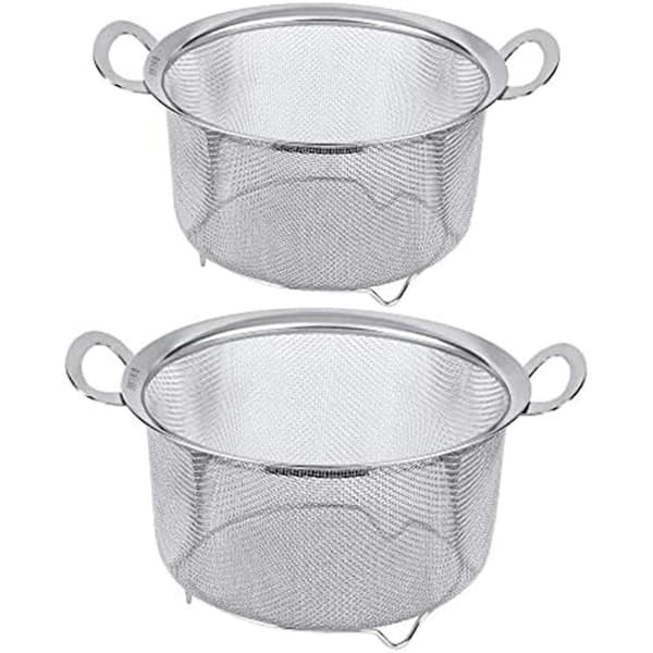 Stainless Steel Kitchen Strainer Set, 3 qt. and 4 qt. Colanders with Handles, Fine Mesh for Pasta, Rice, Vegetables
