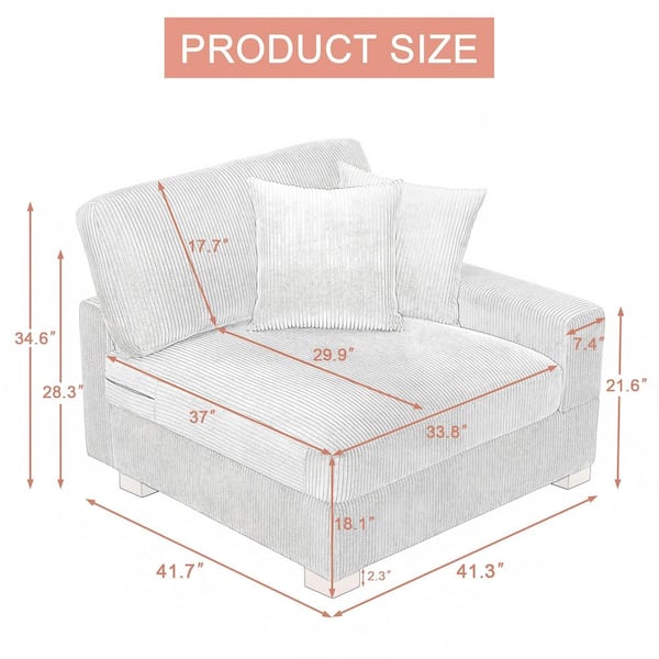 Uixe Modern Right Arm Facing Navy Blue Corduroy Fabric Sectional