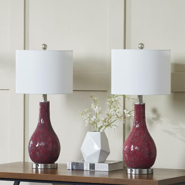 Maxax Denve 25 . 25 in. Red/White Indoor Desk Lamp (2-Pack)