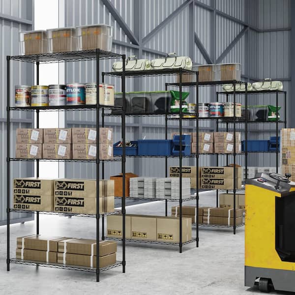 5 Tier Shelf Wire Shelving Unit-5T-1636-B-LKJ, 72H in Black