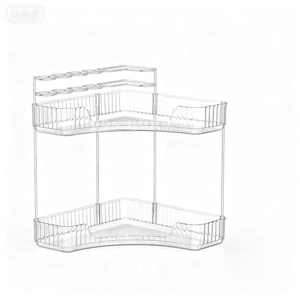 13.58 in. W x 12.5 in. H x 10 in. D Acrylic Triangular Shelf in Polished Finish, 2-Tier Bathroom Counter Organizer Clear