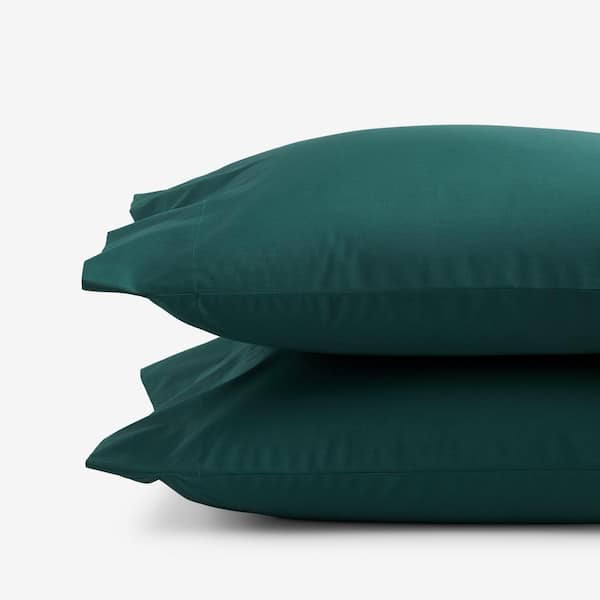 The Company Store Company Cotton Hunter Green Cotton Percale King Pillowcase (Set of 2)