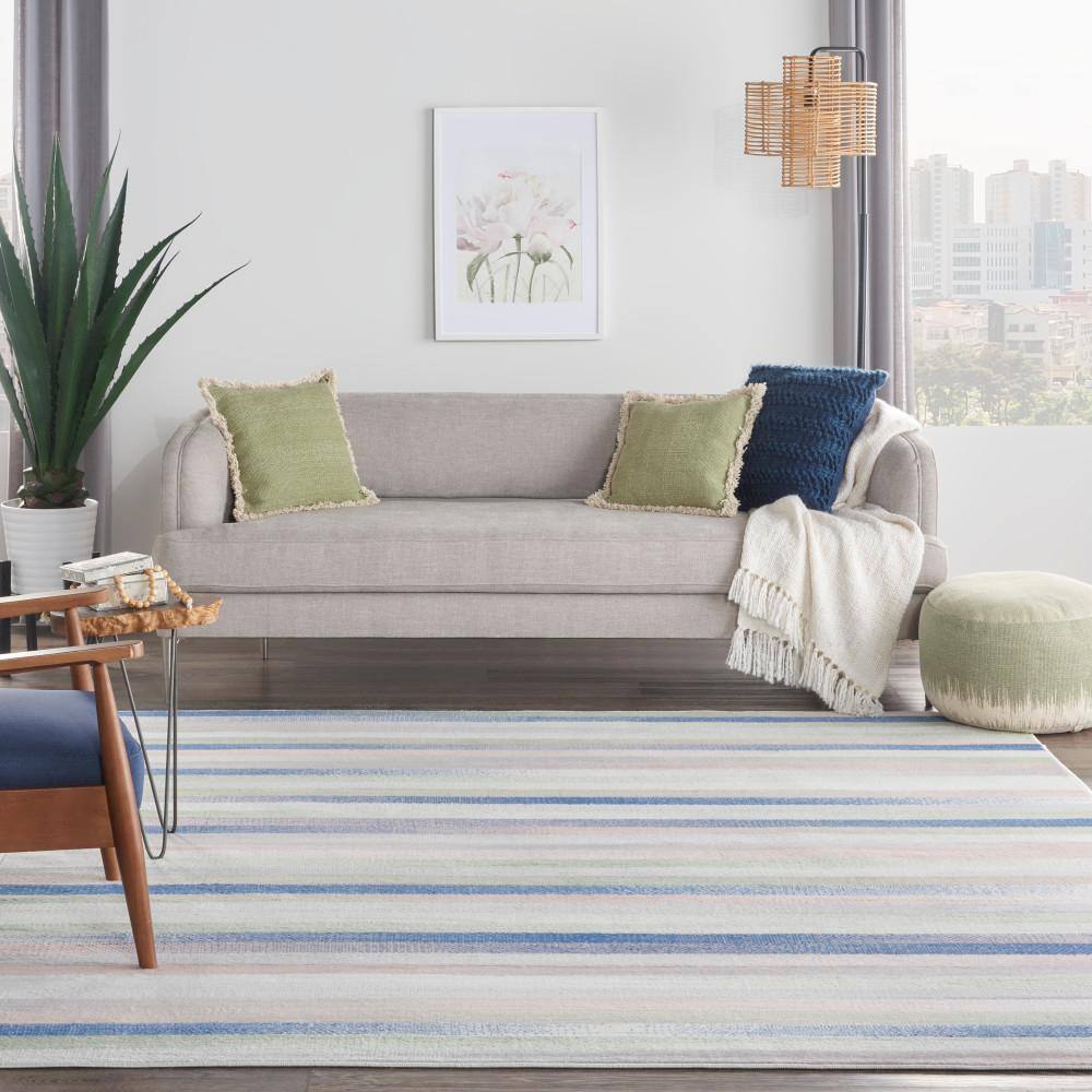Ivory Multicolor Floral Synthetic 8' x 10' Area Rug
