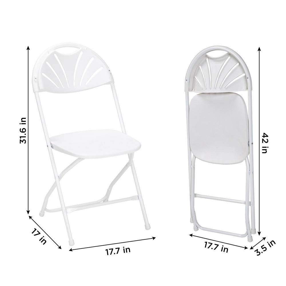 White Fan Back Indoor/Outdoor Folding Chair