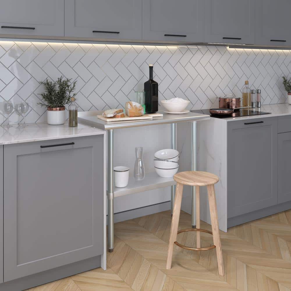 36-Inch Stainless Steel Kitchen Utility Table with Adjustable Shelf