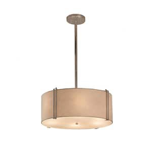 Textile Reveal 3-Light Polished Chrome Pendant with White Shade