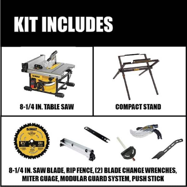 15 Amp Corded 8-1/4 in. Compact Jobsite Table Saw and Compact Table Saw Stand