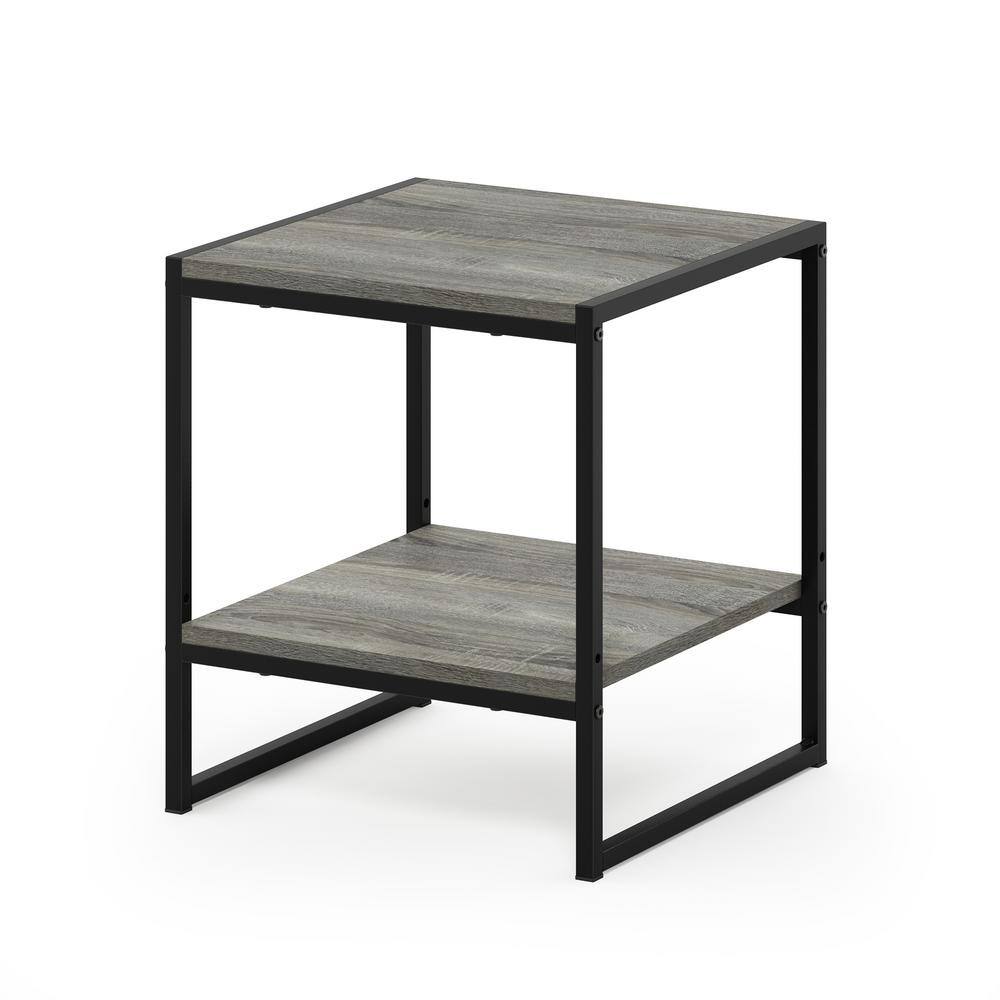 French Oak Grey 2-Tier Wood and Metal End Table