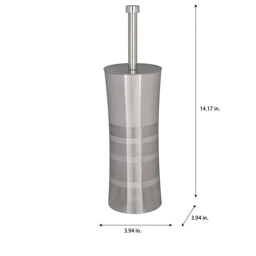 Stainless Steel Two-Tone Toilet Brush and Holder Set