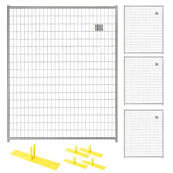 Perimeter Patrol 6 ft. x 20 ft. 4-Panel Silver Powder-Coated Steel Welded Wire Temporary Fencing