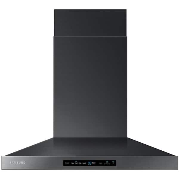 Samsung 30 in. Wall Mount Range Hood Touch Controls, Bluetooth Connected, LED Lighting in Fingerprint Resistant Black Stainless