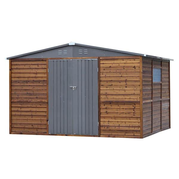 Endark 10 ft. W x 8 ft. D Outdoor Storage Brown Wood Shed with