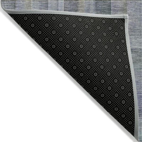 Blue, Gray, Green 8 ft. x 8 ft. Woven Plaid Polyester Round Indoor / Outdoor Area Rug