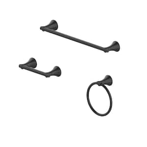 Arendell 3-Piece Bath Hardware Set with 24 in. Towel Bar, Towel Ring and TP Holder in Matte Black