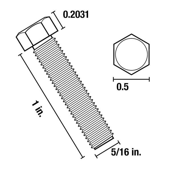 1/4-28 Tap 1/4-28 X 2" Hex Head Cap Screw Bolts, External Hex Drive, Stainless Steel 304, Partially Threaded, Stainless Steel, Quantity 25 2 Bolts