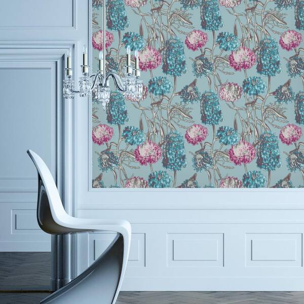 Tempaper Azure Hydrangea Wallpaper