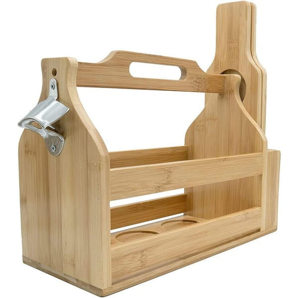 Sorbus Sampler bamboo Boards Set and Wooden Brown Bottle Caddy with Opener