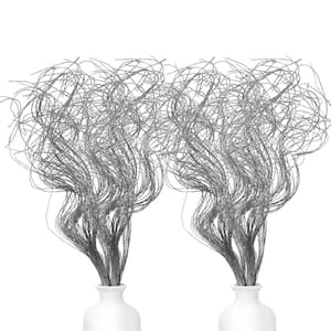 Christmas 27.6 in. Silver Artificial Curly Twig Foliage Vase