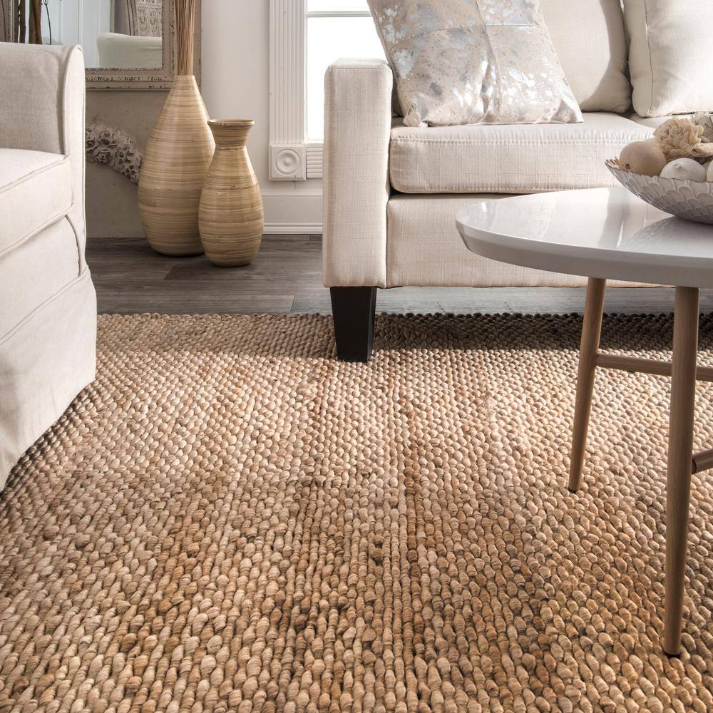 Handmade Natural Jute Rectangular Area Rug, 5ft x 8ft