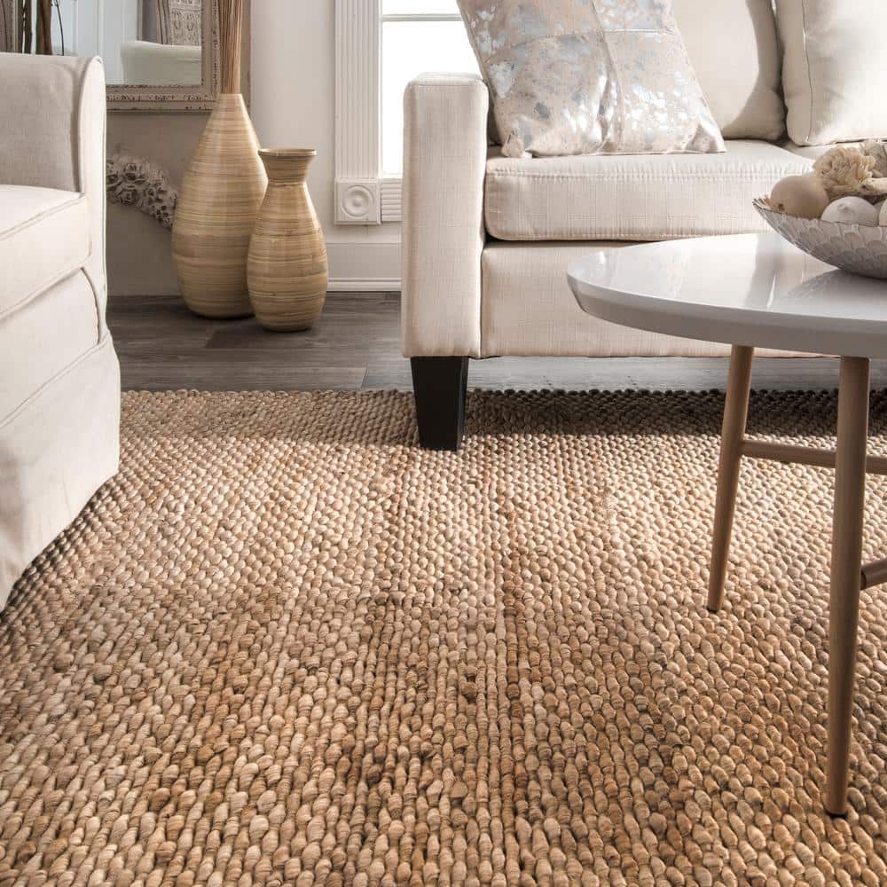 Natural Handmade Reversible Jute Area Rug 6' x 9'