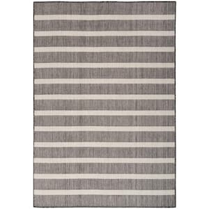 Positano Charcoal Ivory 4 ft. x 6 ft. Stripes Contemporary Area Rug